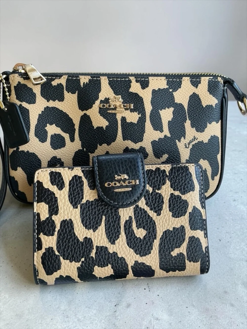 Coach Leopard Nolita 19 Wristlet + Matching Wallet Set NWT